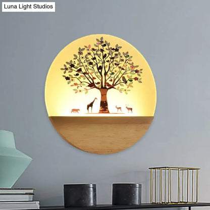 Floral tree acrylic shade wall light bedroom night light