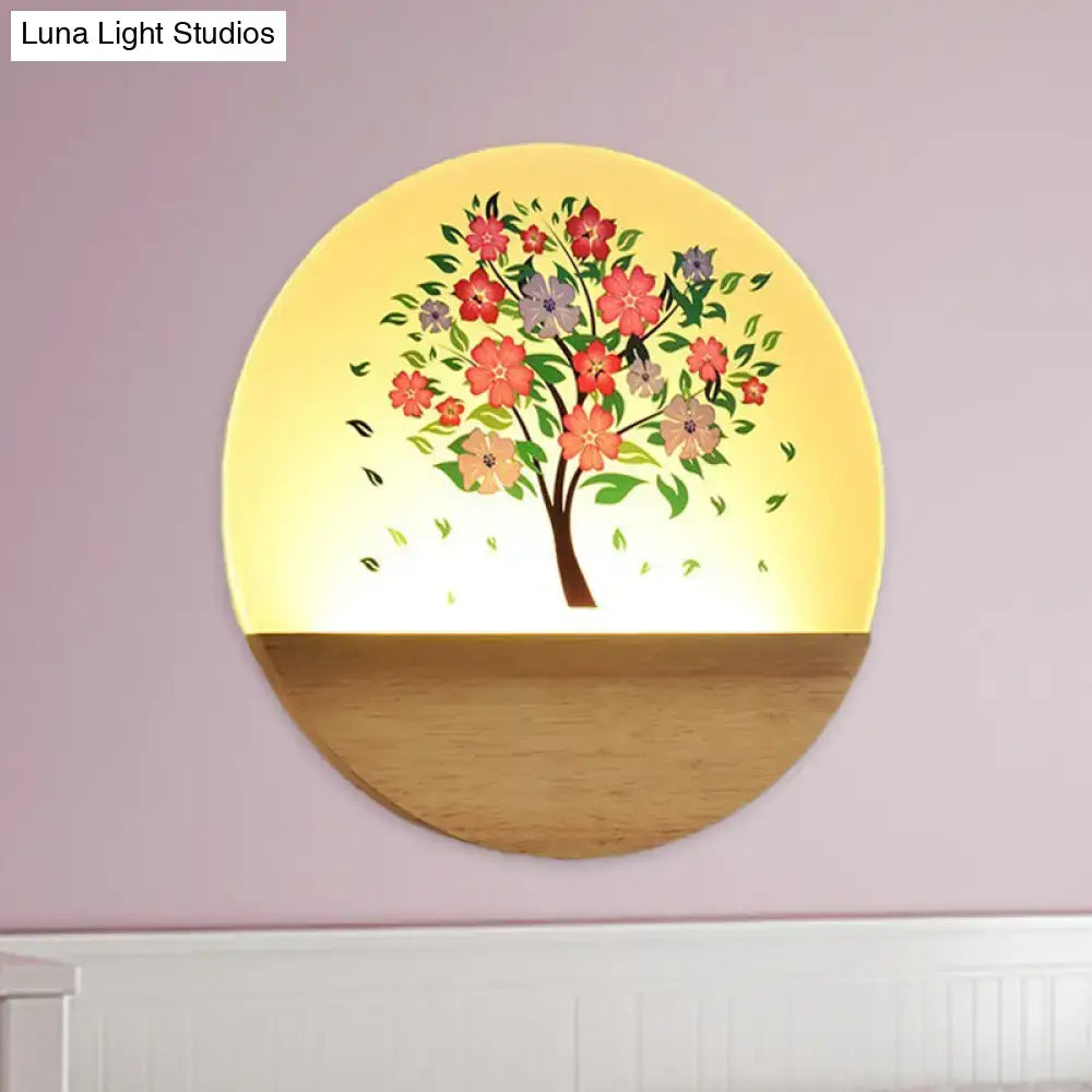 Floral tree acrylic shade wall light bedroom night light