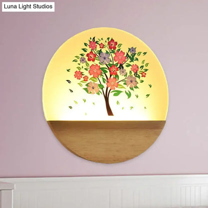 Floral tree acrylic shade wall light bedroom night light