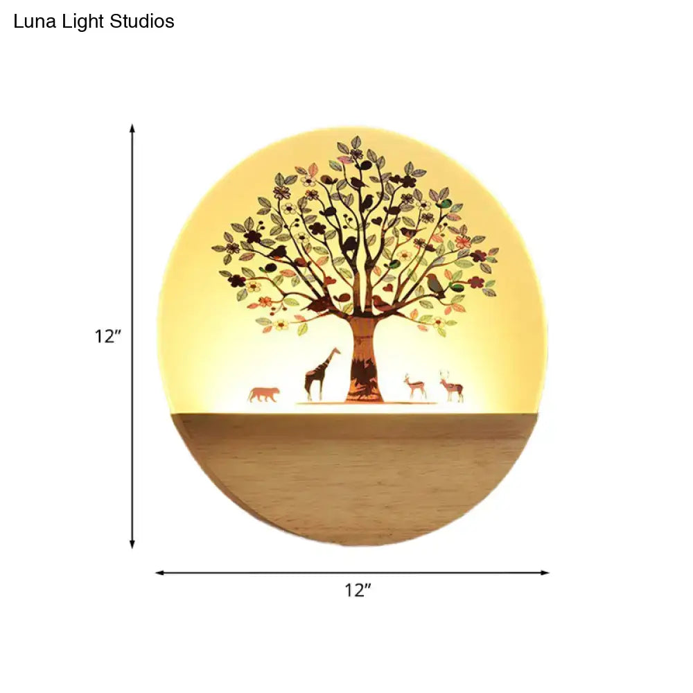 Floral tree acrylic shade wall light bedroom night light