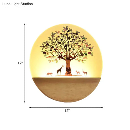 Floral tree acrylic shade wall light bedroom night light