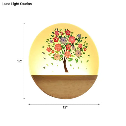 Floral tree acrylic shade wall light bedroom night light