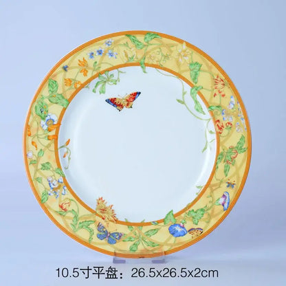 Floral turquoise & gold bone dinnerware set dining room tableware