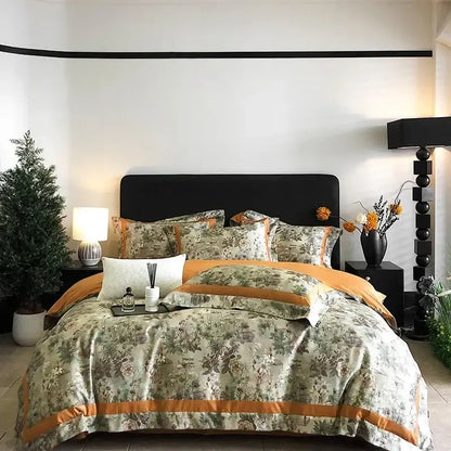 Floral watercolor blue & white egyptian cotton bedding set bedroom