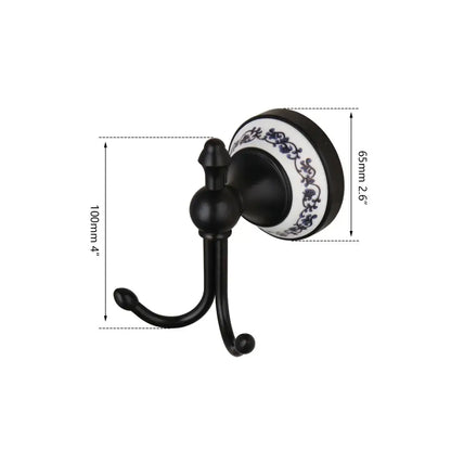 Floral white & black stainless steel bathroom towel hook