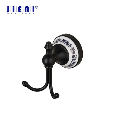 Floral white & black stainless steel bathroom towel hook