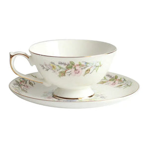 Floral white bone china tea set dining room tableware