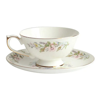 Floral white bone china tea set dining room tableware
