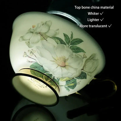 Floral white camellia bone china tea set dining room gold accents