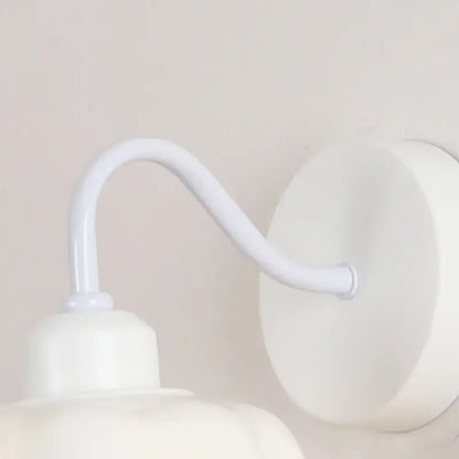 Floral white glass wall sconce with pull chain switch stair light