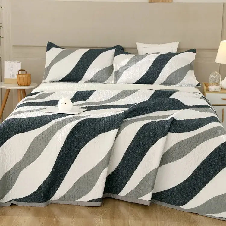Floral white & green cotton double bedspread set bedroom decor