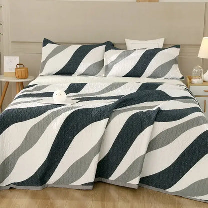 Floral white & green cotton double bedspread set bedroom decor