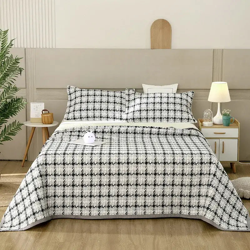 Floral white & green cotton double bedspread set bedroom decor