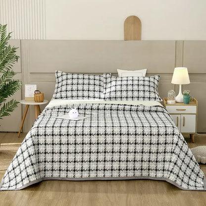 Floral white & green cotton double bedspread set bedroom decor