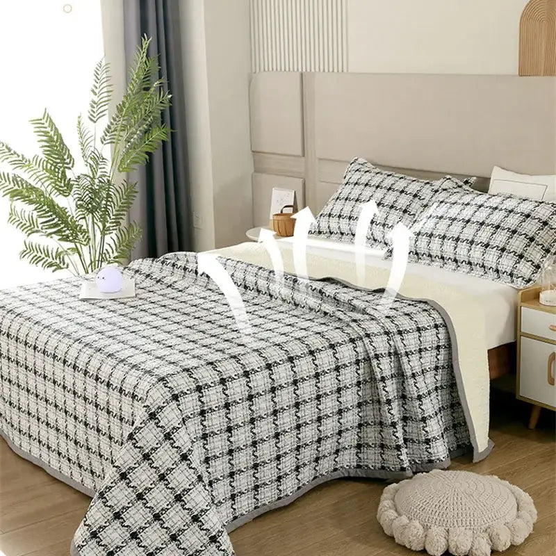 Floral white & green cotton double bedspread set bedroom decor