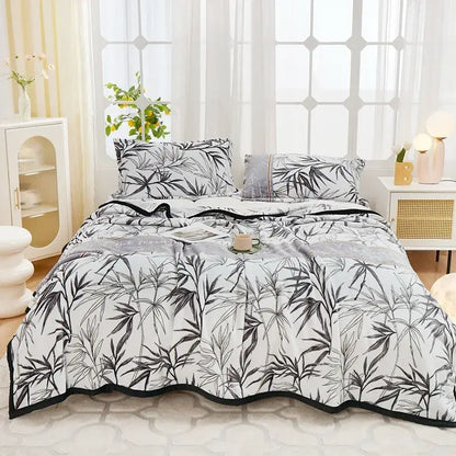 Floral white & navy cozy flannel plush blanket bedroom throw