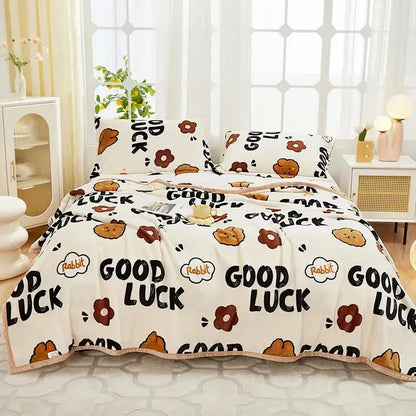 Floral white & navy cozy flannel plush blanket bedroom throw