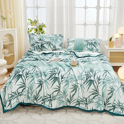 Floral white & navy cozy flannel plush blanket bedroom throw