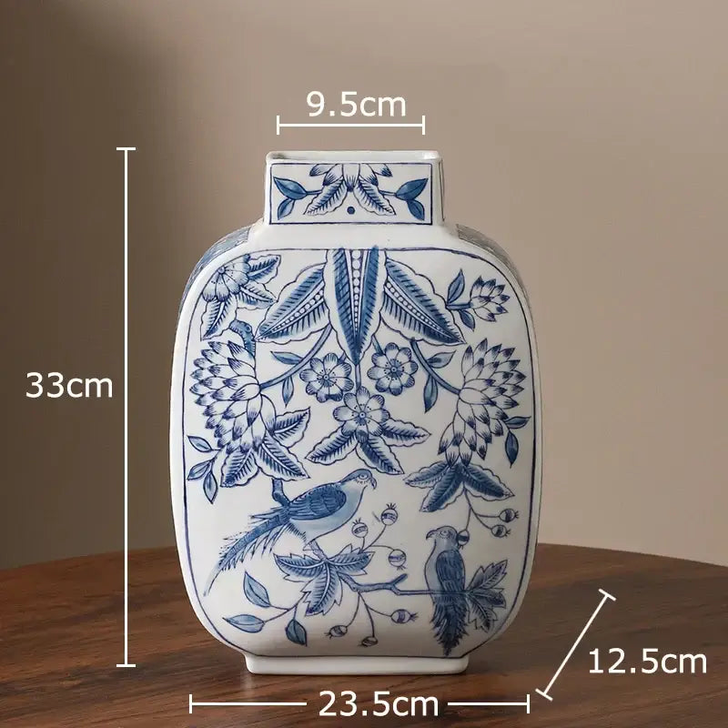 Floral yellow and white porcelain vase living room decor