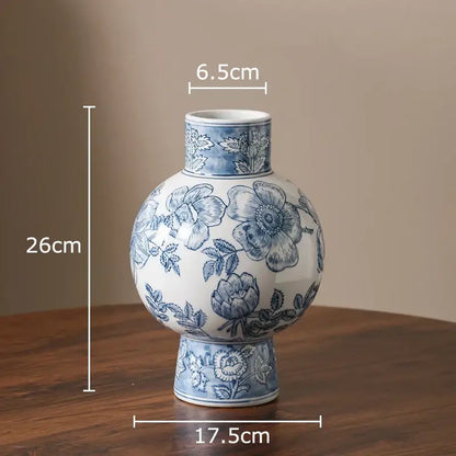 Floral yellow and white porcelain vase living room decor