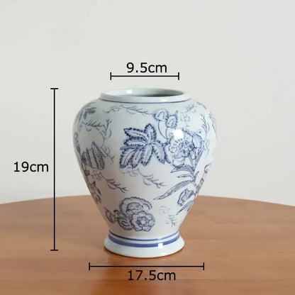 Floral yellow and white porcelain vase living room decor