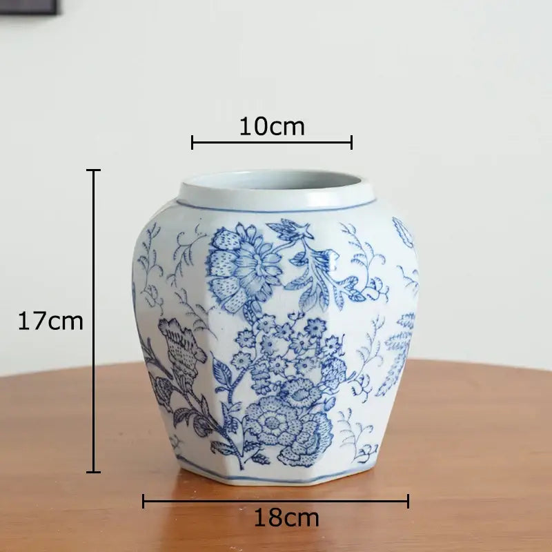 Floral yellow and white porcelain vase living room decor