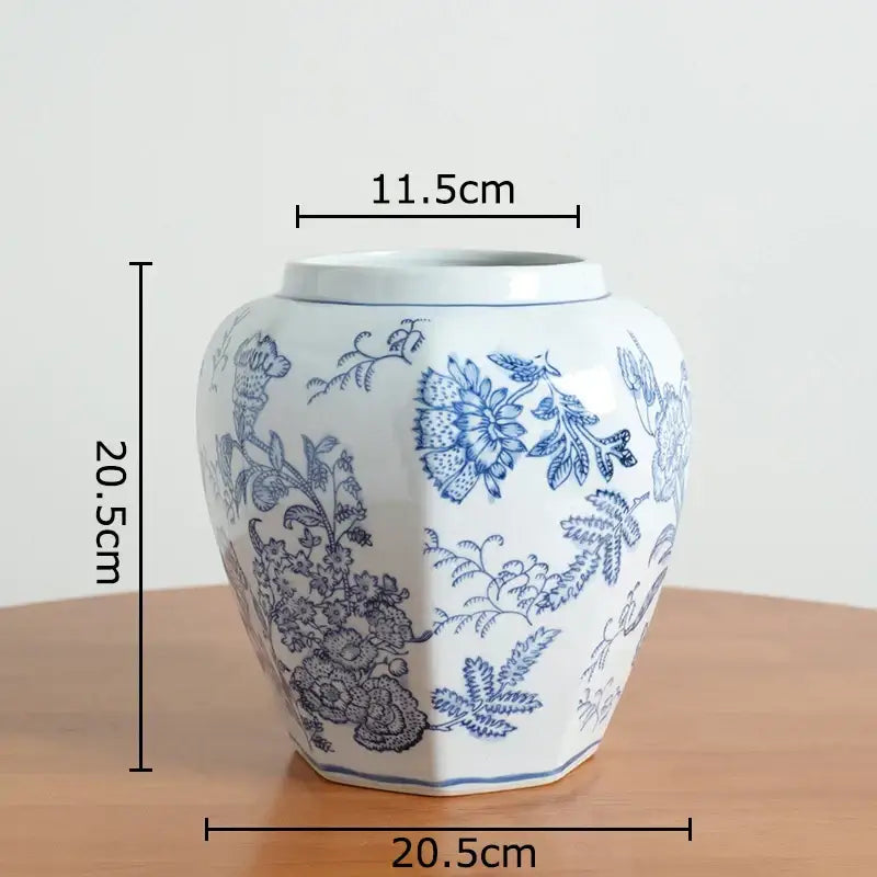 Floral yellow and white porcelain vase living room decor