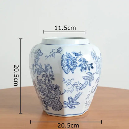 Floral yellow and white porcelain vase living room decor