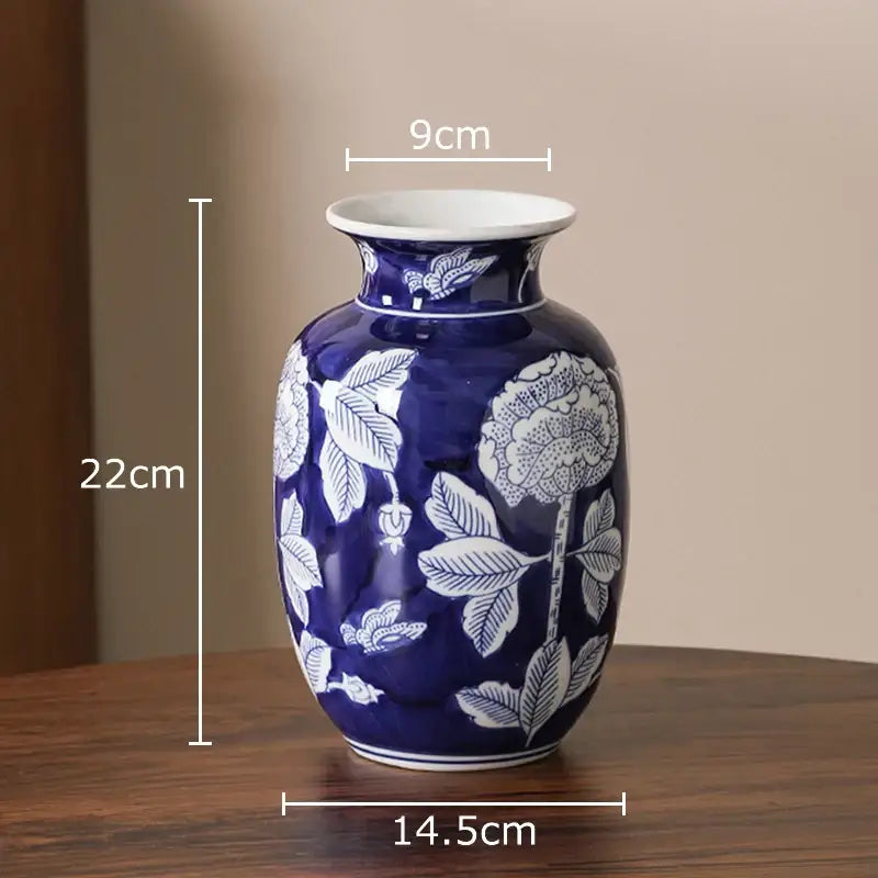 Floral yellow and white porcelain vase living room decor