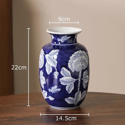 Floral yellow and white porcelain vase living room decor