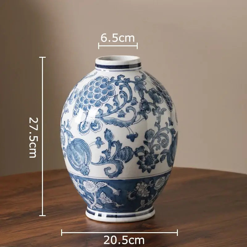 Floral yellow and white porcelain vase living room decor