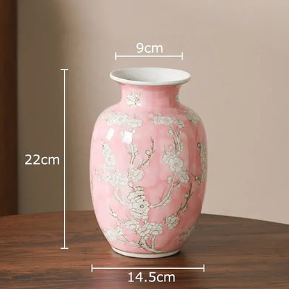 Floral yellow and white porcelain vase living room decor