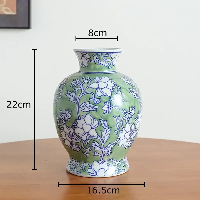 Floral yellow and white porcelain vase living room decor