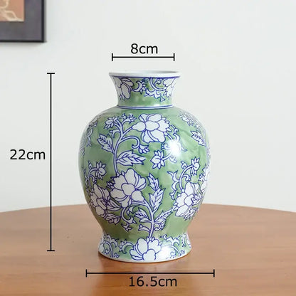 Floral yellow and white porcelain vase living room decor