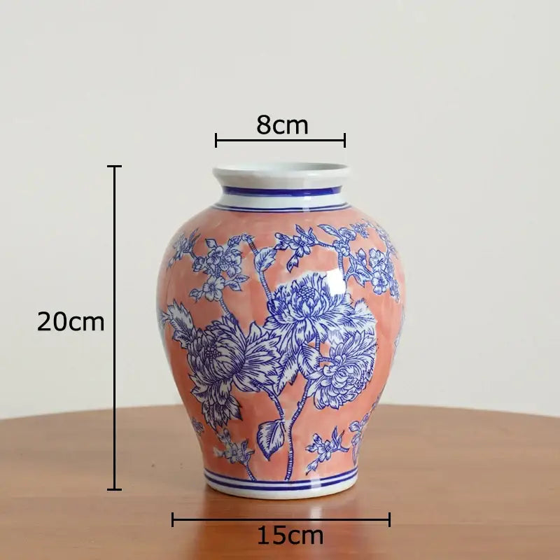 Floral yellow and white porcelain vase living room decor