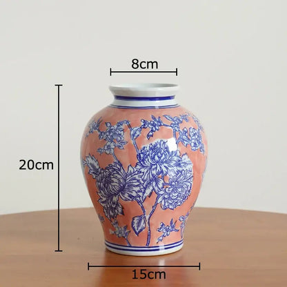 Floral yellow and white porcelain vase living room decor