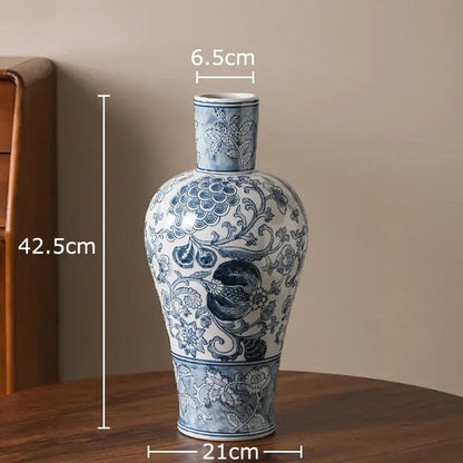 Floral yellow and white porcelain vase living room decor