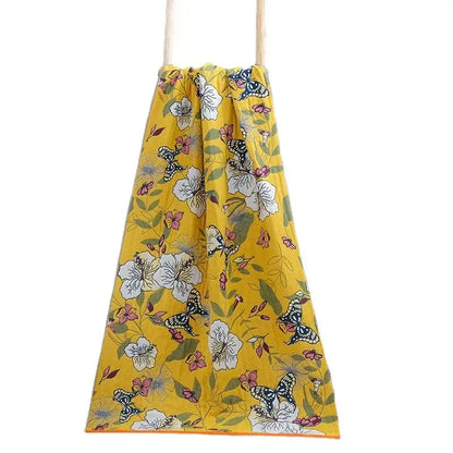 Floral yellow cotton gauze bath towel bathroom quick dry wrap