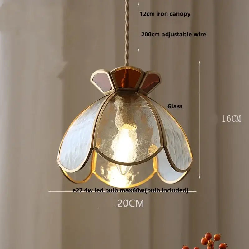 Floral yellow & green glass brass pendant lamp for kitchen