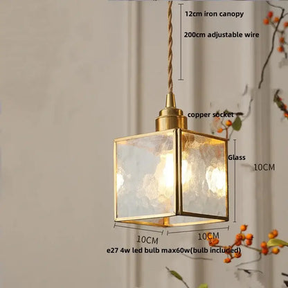 Floral yellow & green glass brass pendant lamp for kitchen