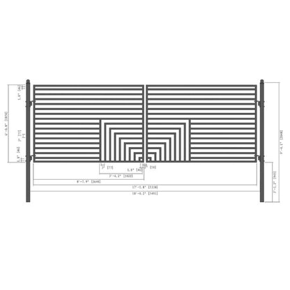 [12-18FT] Heavy-Duty Florence-Style Powder-Coated Galvanized Steel Dual-Swing Driveway Gate (SAK48168)