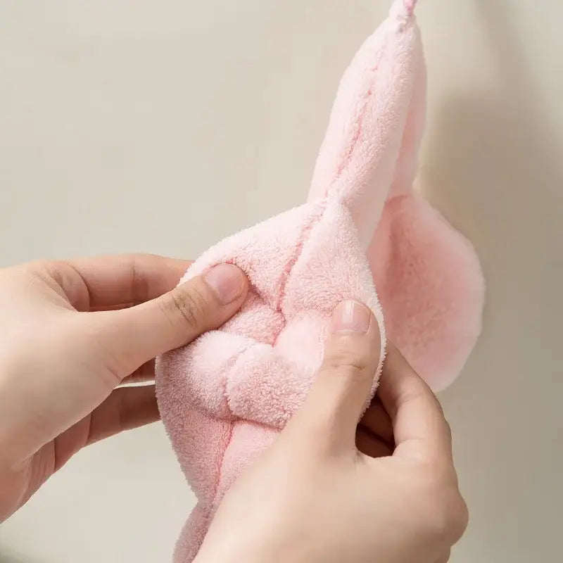 Flower shaped pink & light blue coral fleece hand towels bathroom