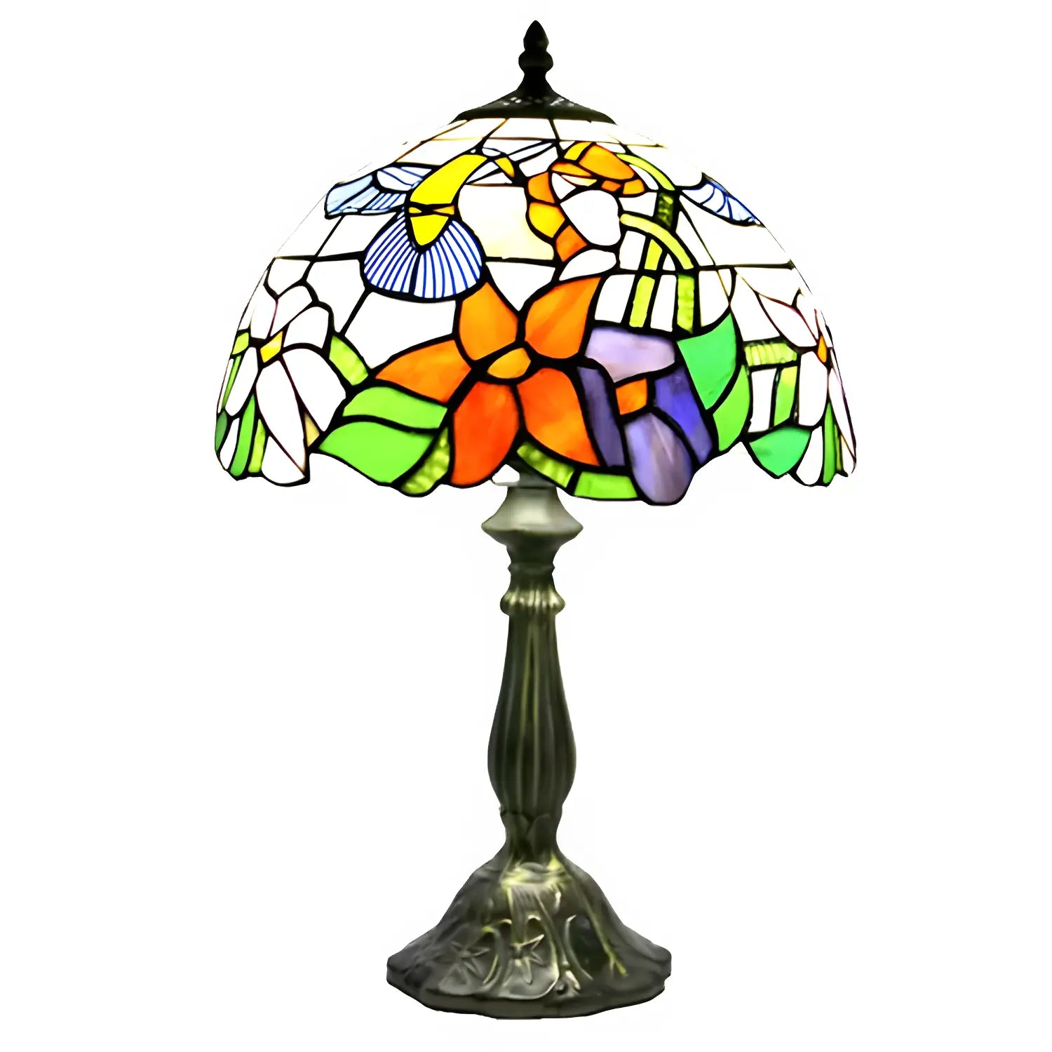 Elegant Flower Tiffany-Style Lamp Glass Tabletop