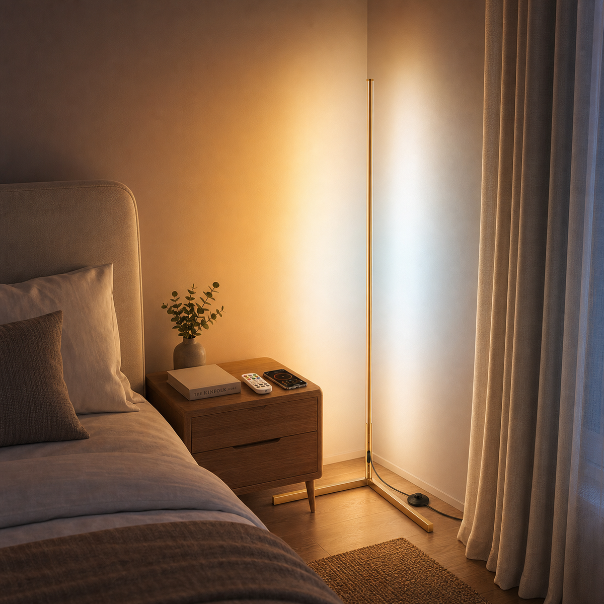 RGBCW Corner Floor Lamp - Golden