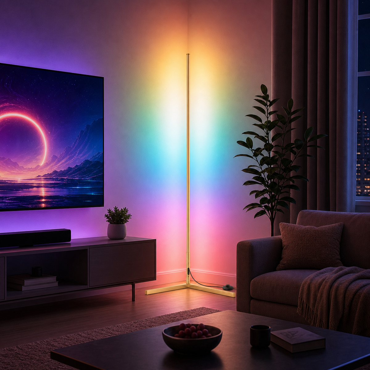 RGBCW Corner Floor Lamp - Golden