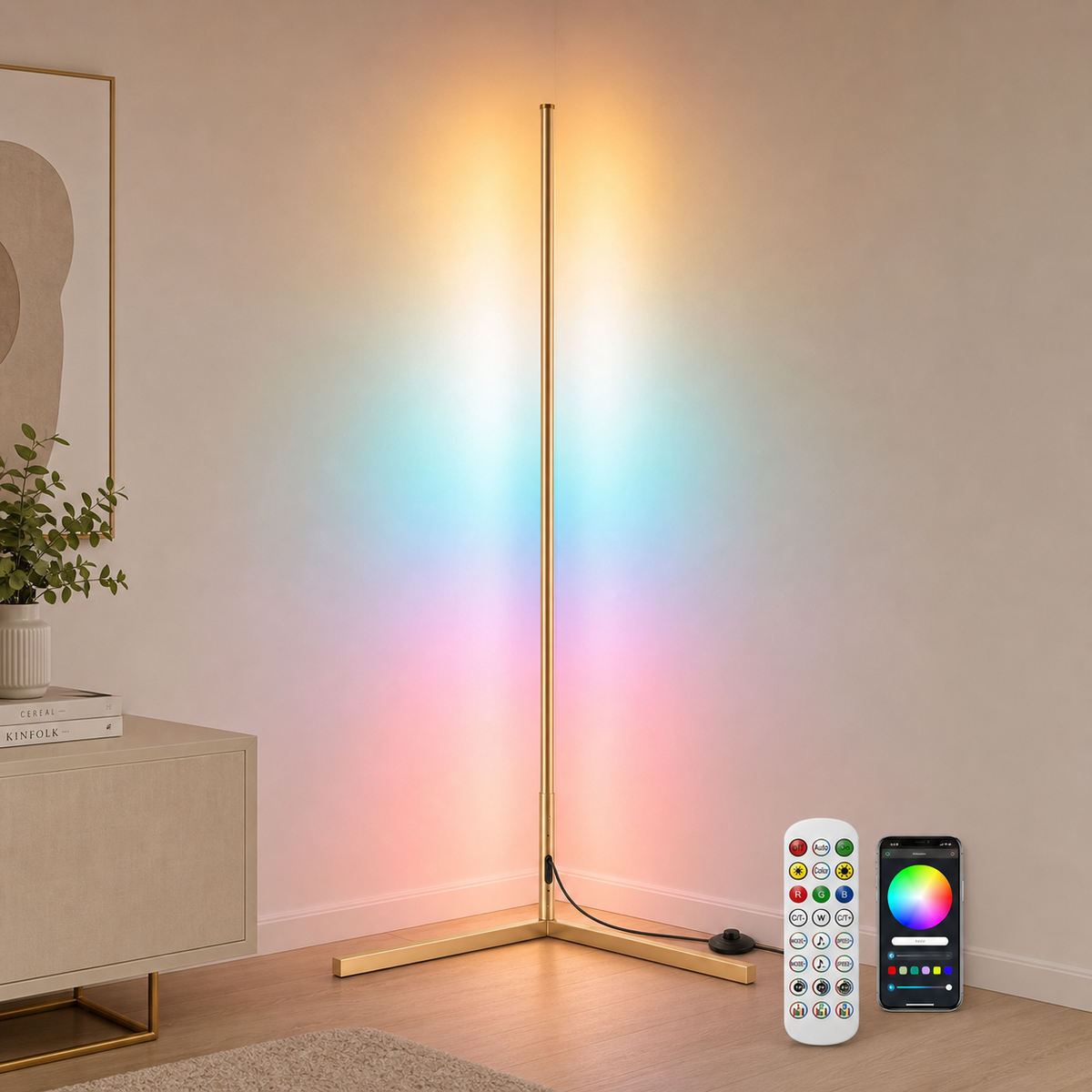 RGBCW Corner Floor Lamp - Golden