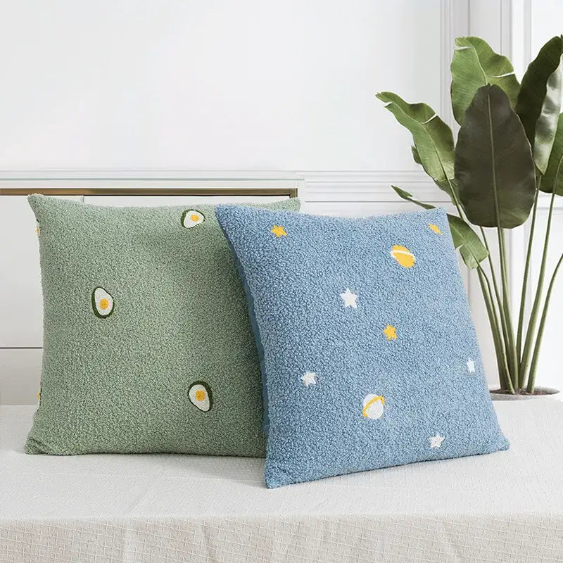 Fluffy comfort pillow cover avocado green & white living room decor