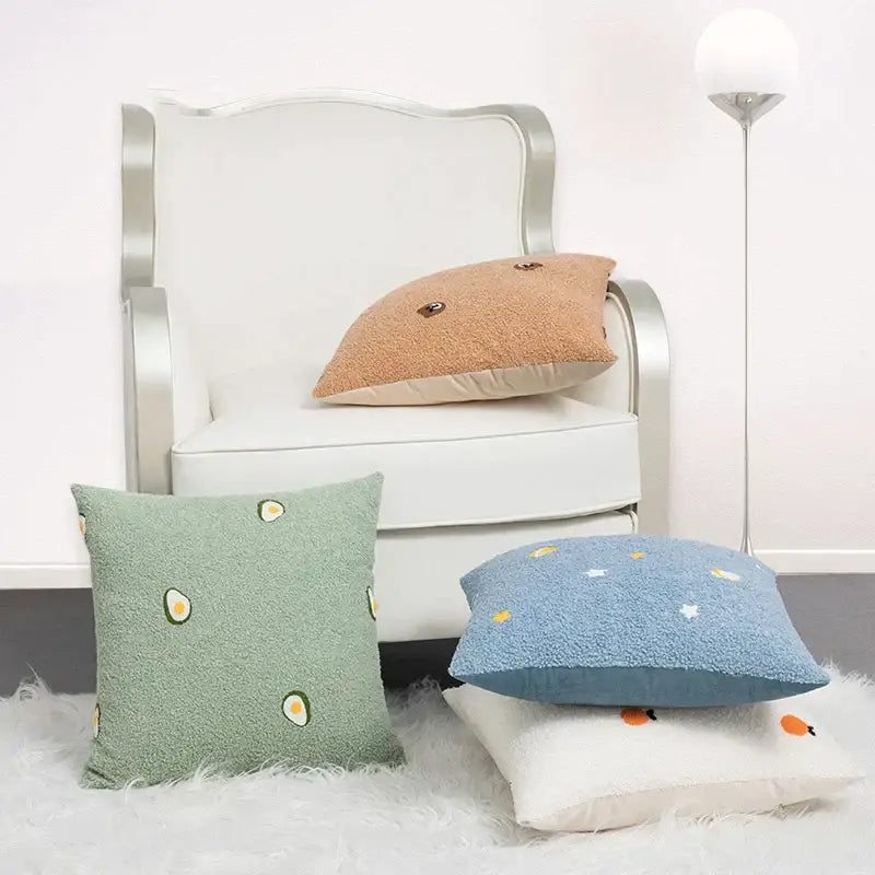 Fluffy comfort pillow cover avocado green & white living room decor