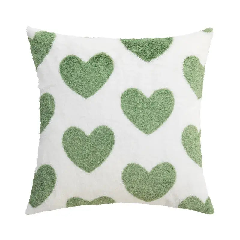 Fluffy comfort pillow cover avocado green & white living room decor