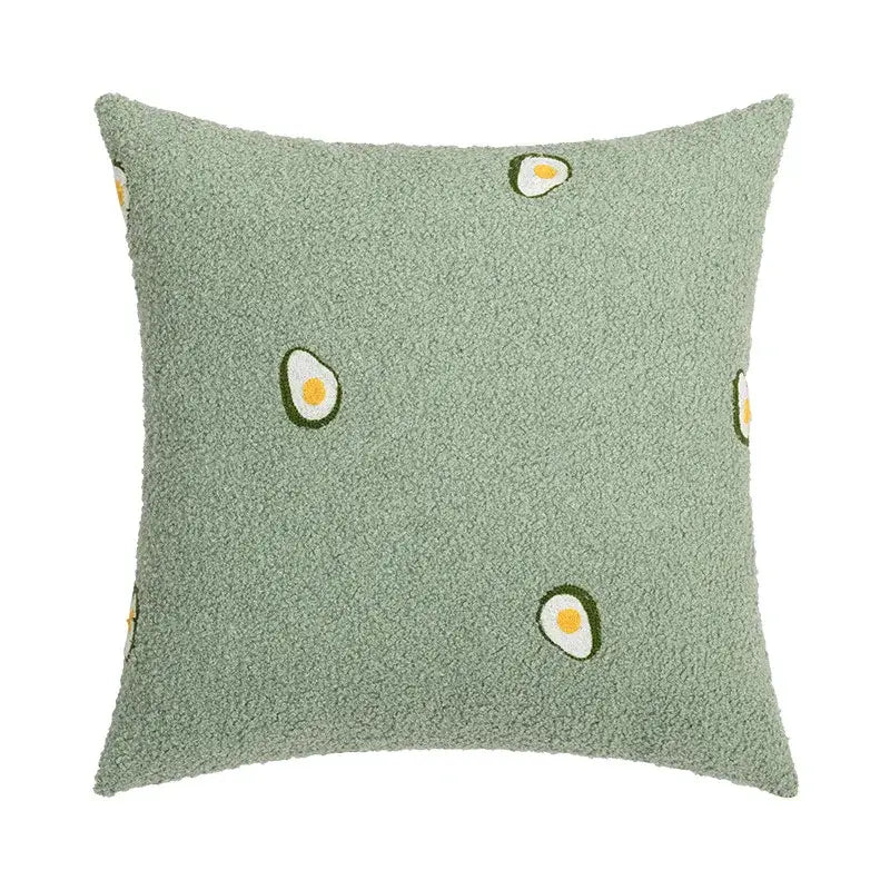 Fluffy comfort pillow cover avocado green & white living room decor